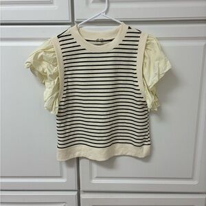 JODIFL Cream and Black Striped Top